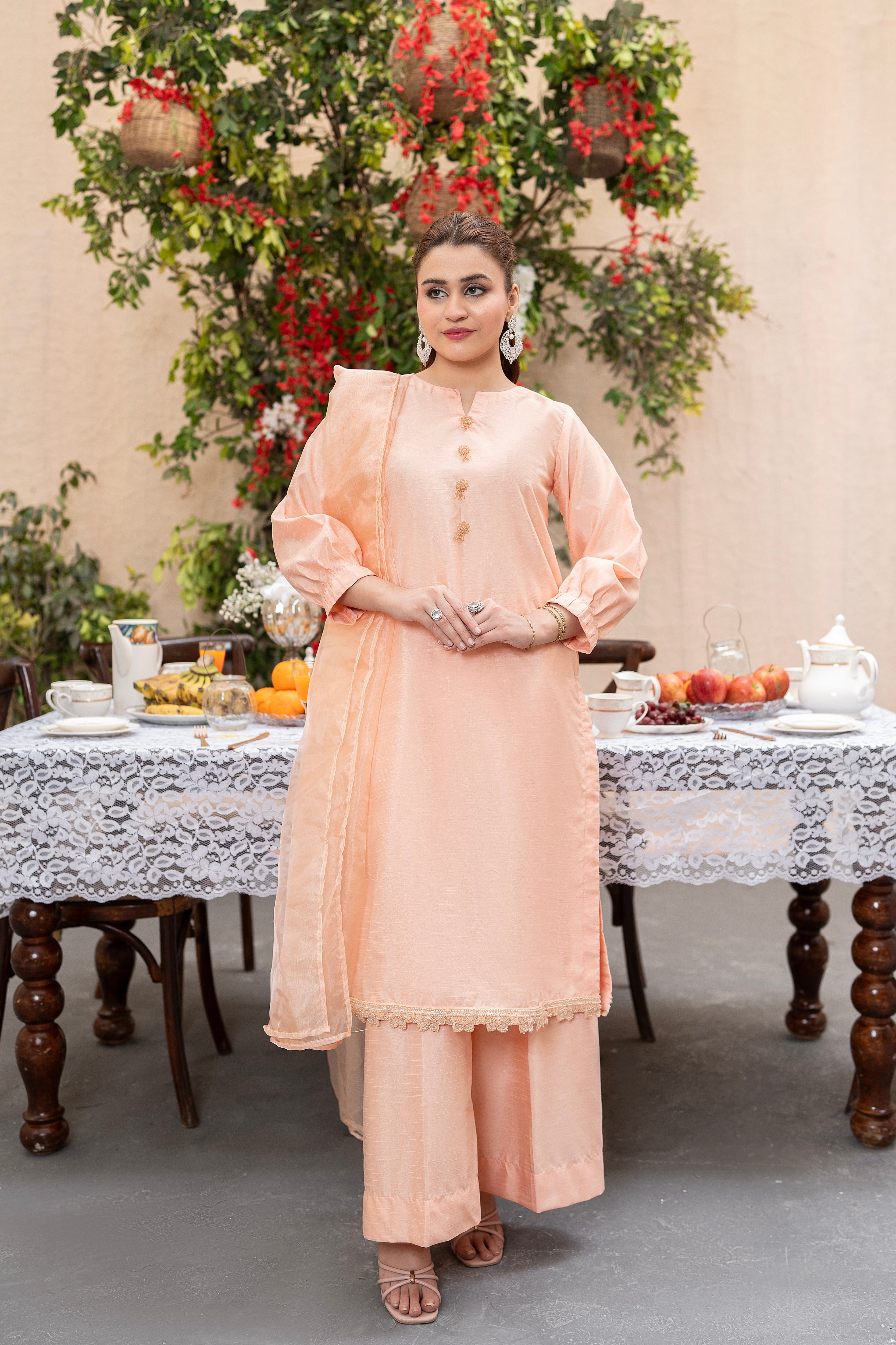 POWDER PINK-RAW SILK 3 PIECE SUIT