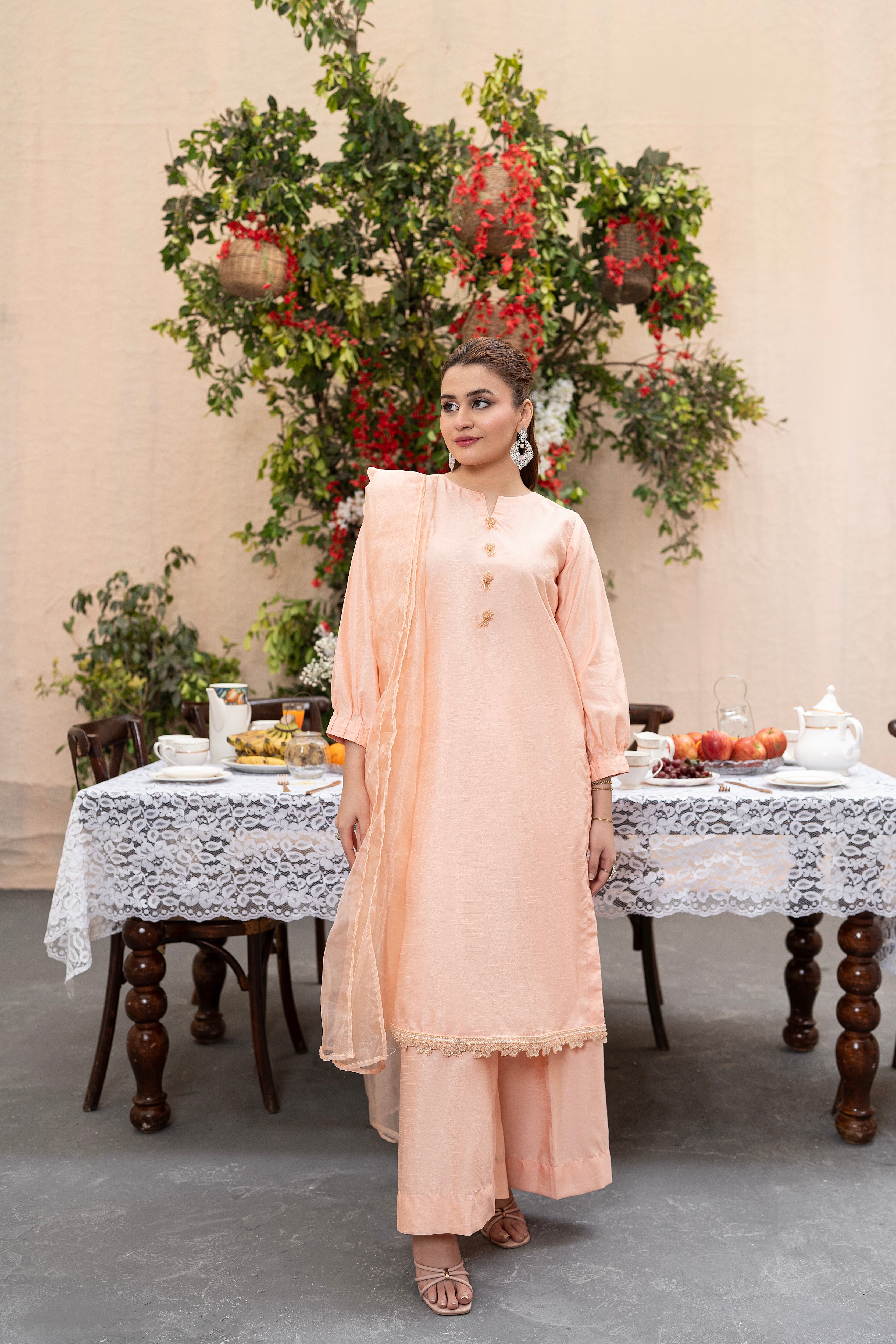 POWDER PINK-RAW SILK 3 PIECE SUIT