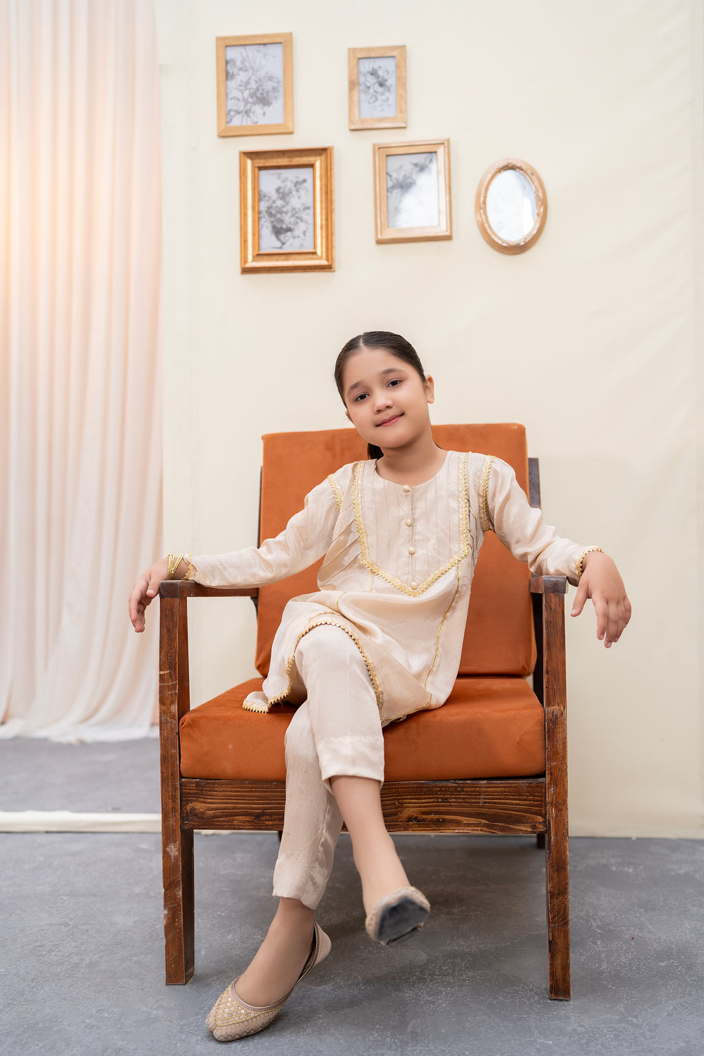 DULL GOLD A-LINE FROCK SET