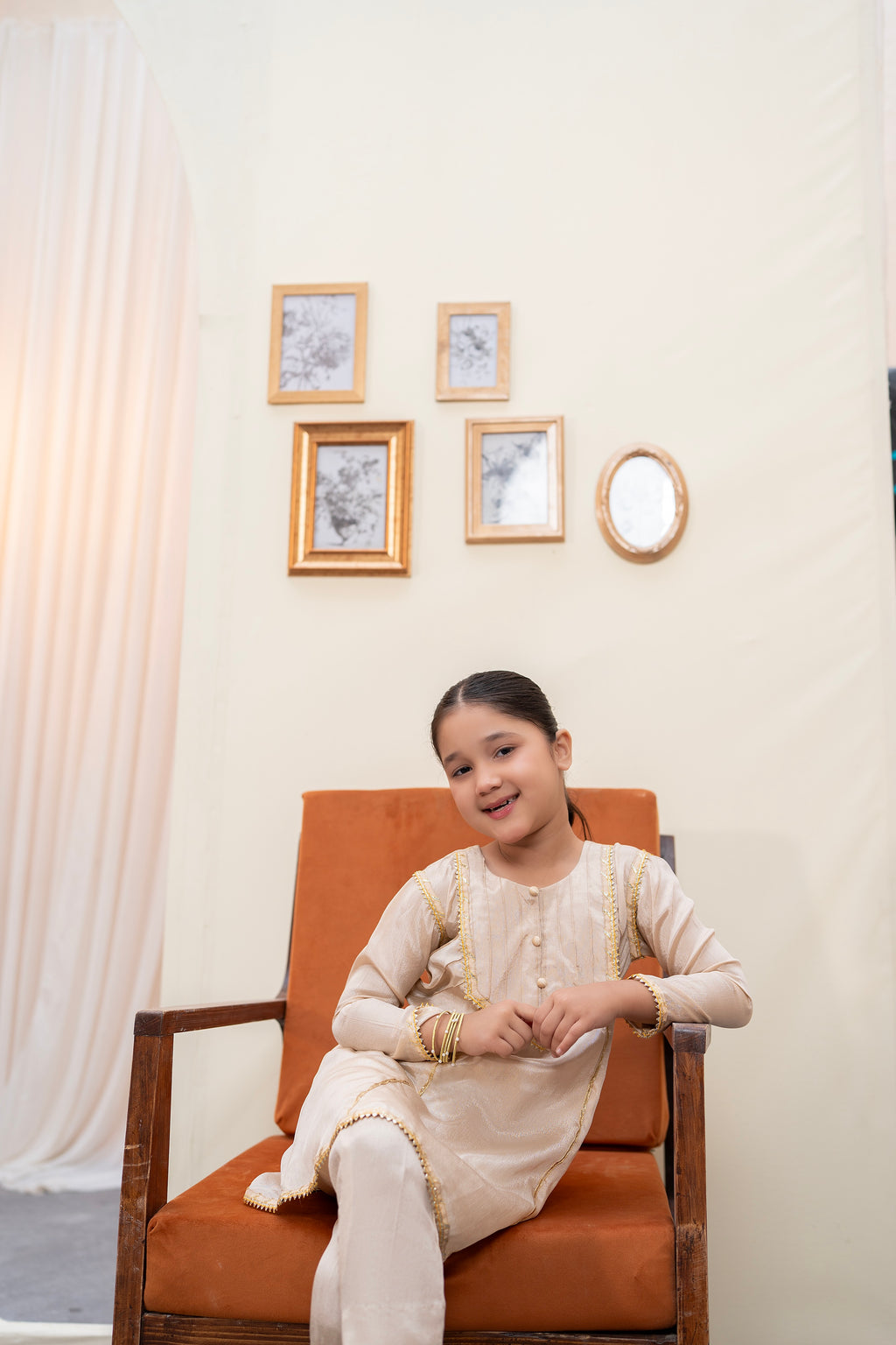 DULL GOLD A-LINE FROCK SET