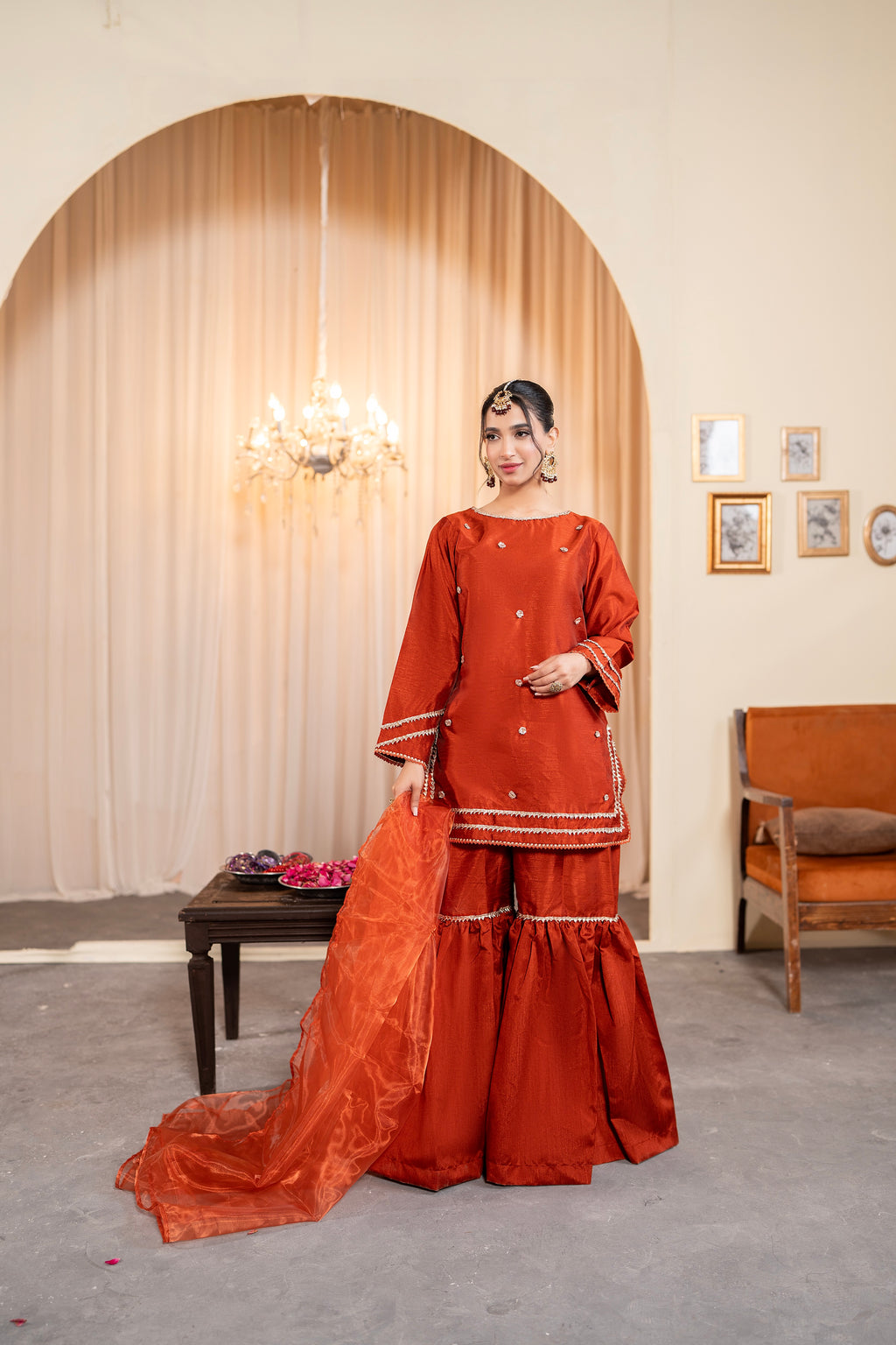 RUST GHARARA - 3 PIECE SUIT