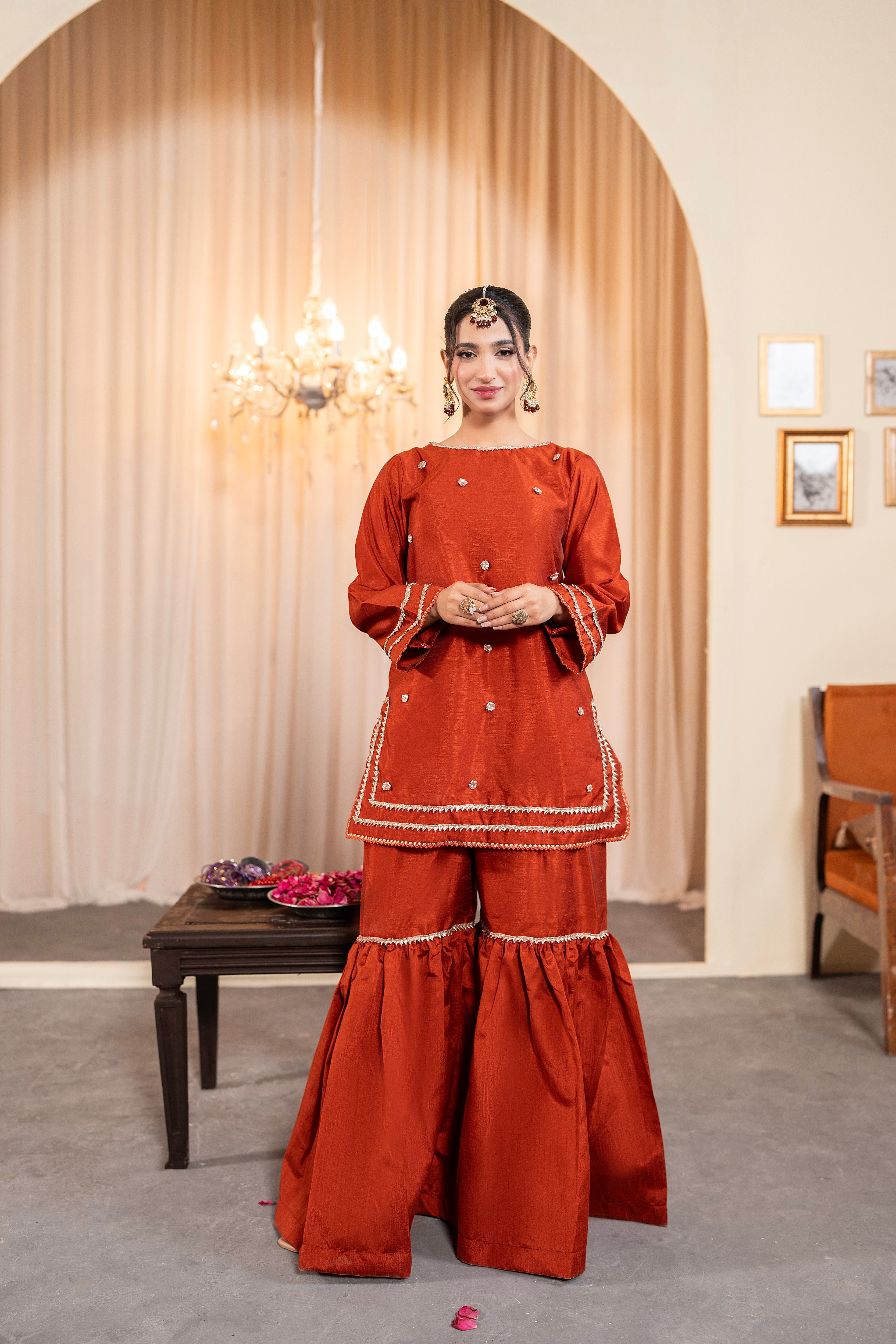 RUST GHARARA - 3 PIECE SUIT