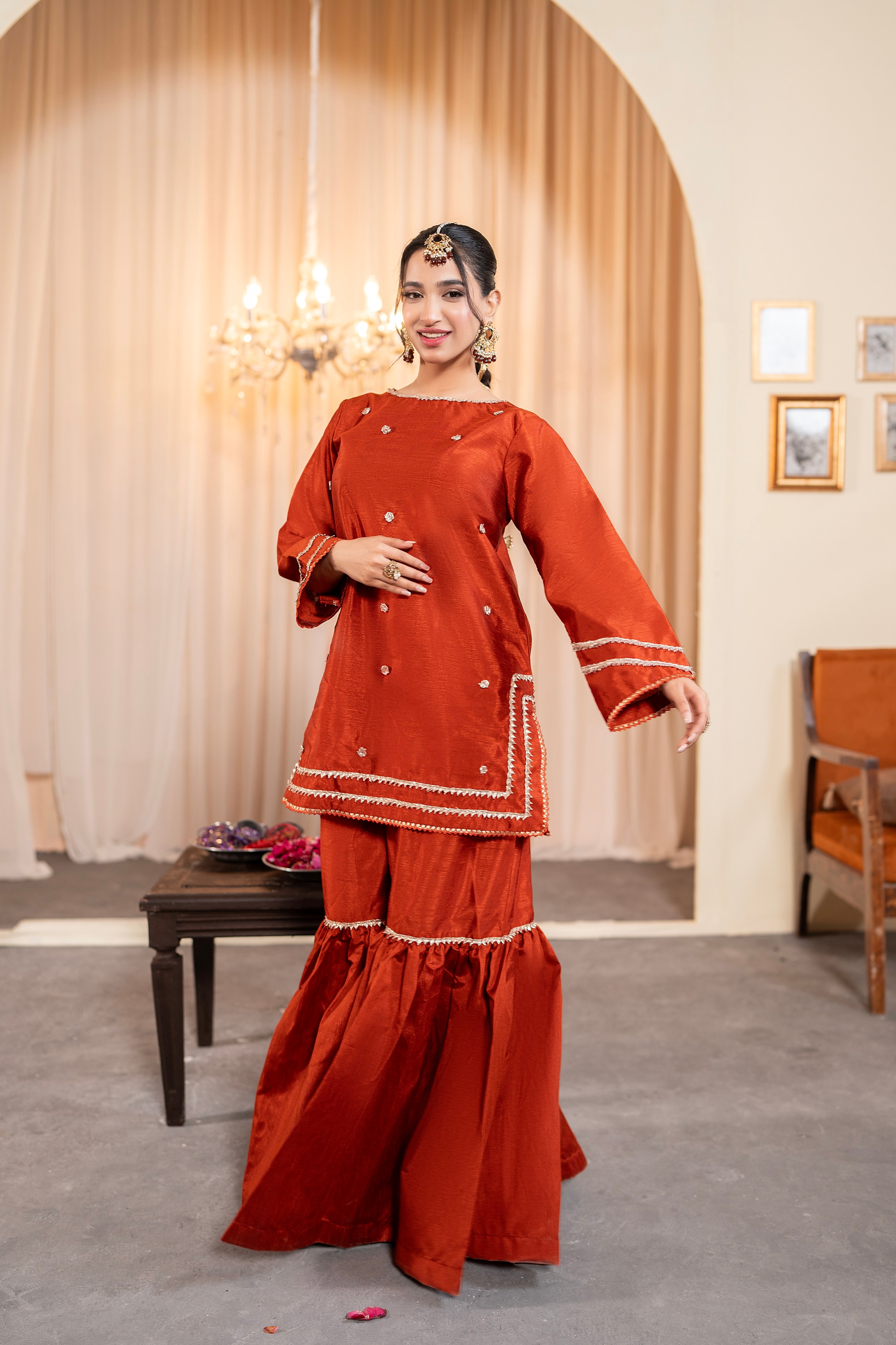 RUST GHARARA - 3 PIECE SUIT