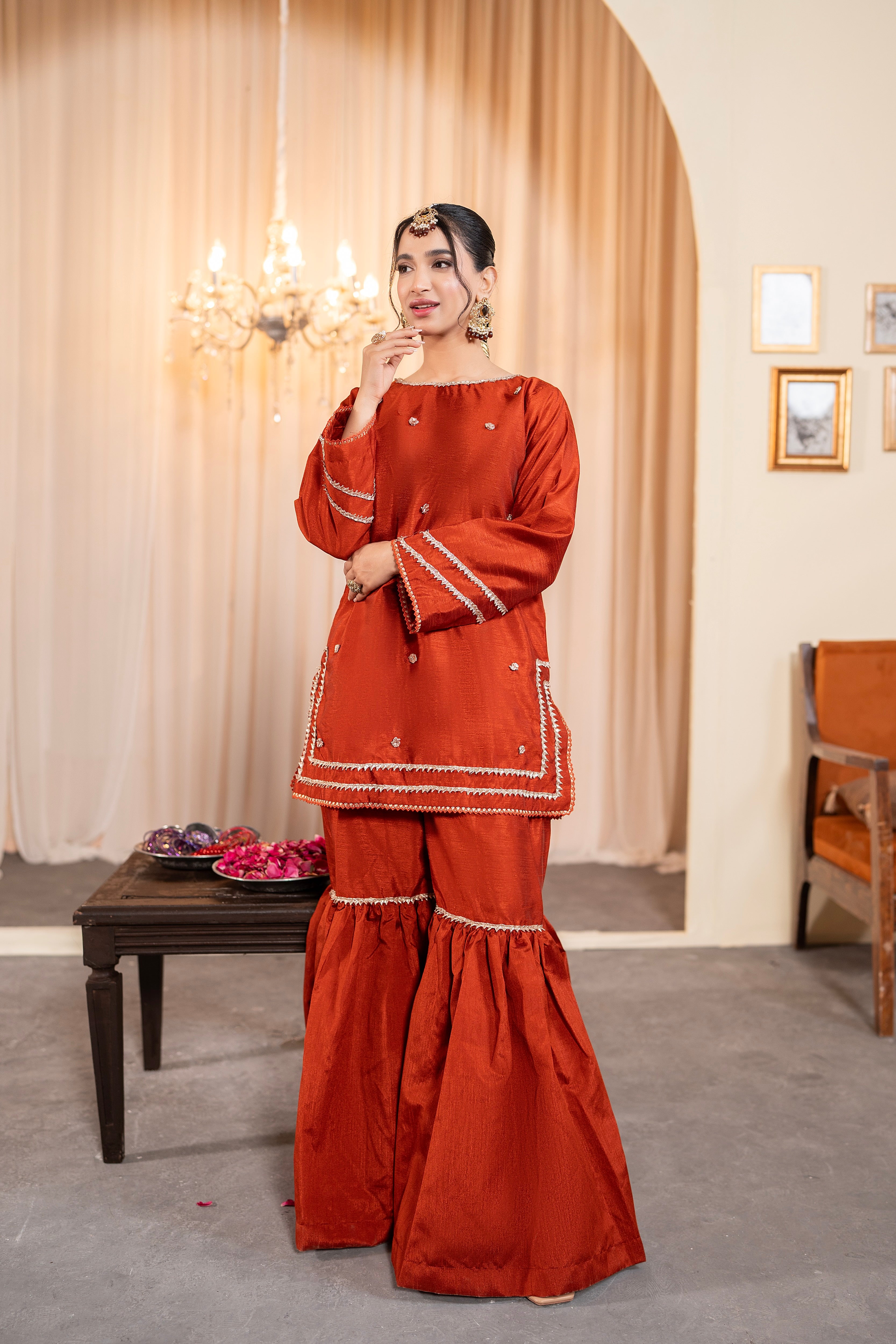 RUST GHARARA - 3 PIECE SUIT