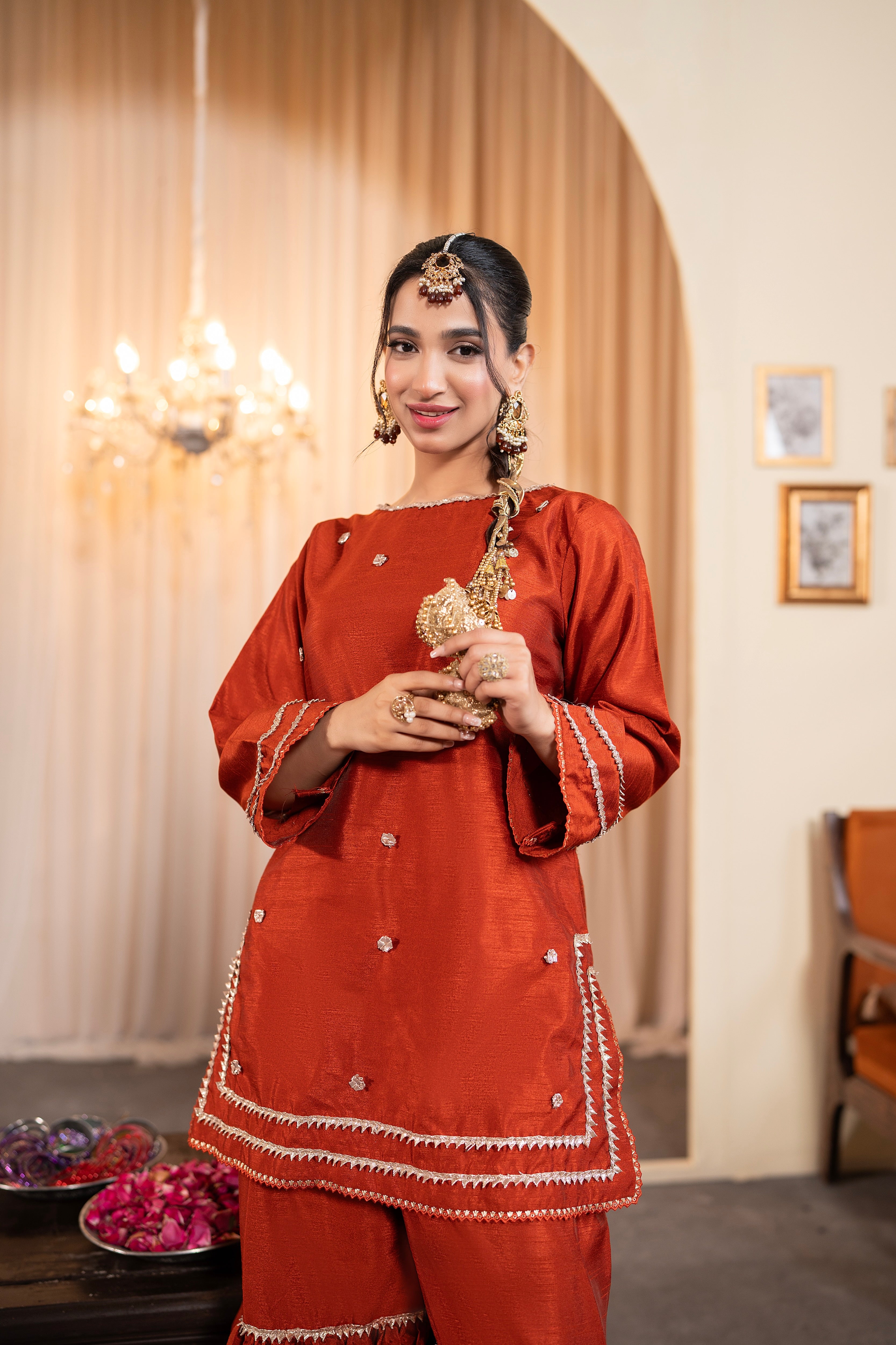 RUST GHARARA - 3 PIECE SUIT